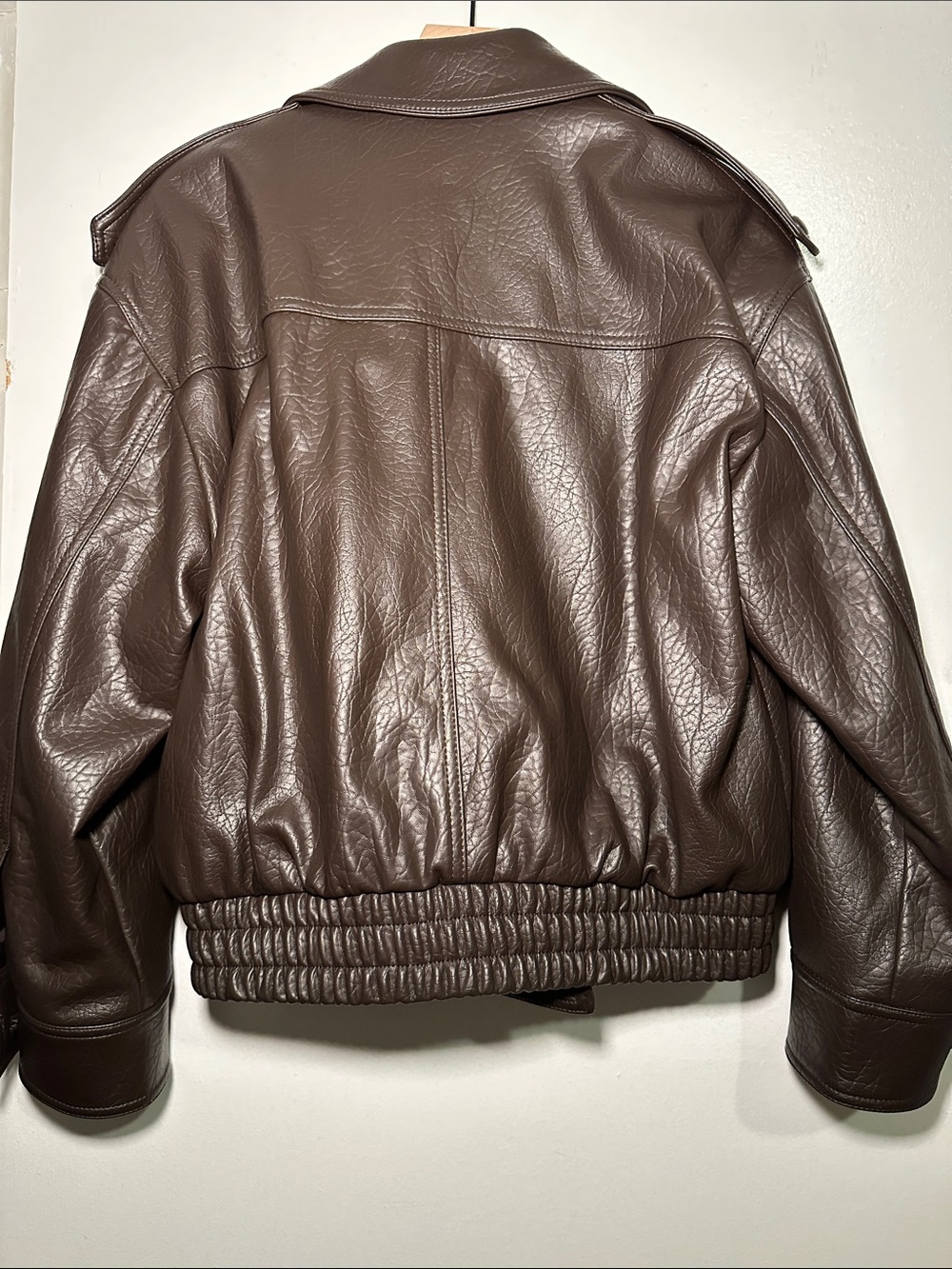 Zara Faux Leather Jacket with Removable Collar (Dark Brown) - Picture 3 of 8